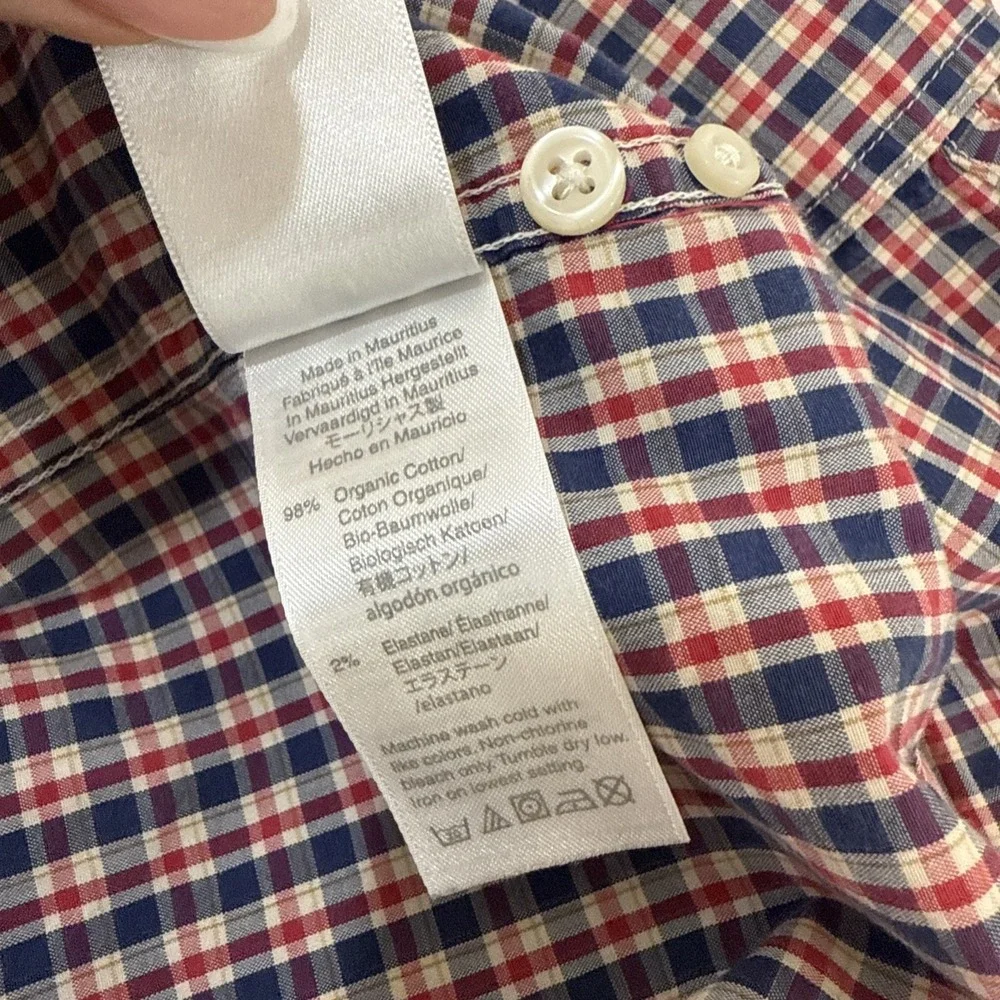J.Crew Button Down Plaid Shirt Mens Larg Slim Secret Wash Organic Cotton Grunge‎